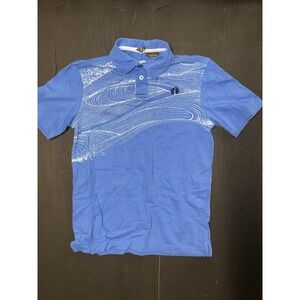 HANG TEN Polo Shirt Gray Blue  Sewn Logo Surf Beach Boys Slim Fit Small‎